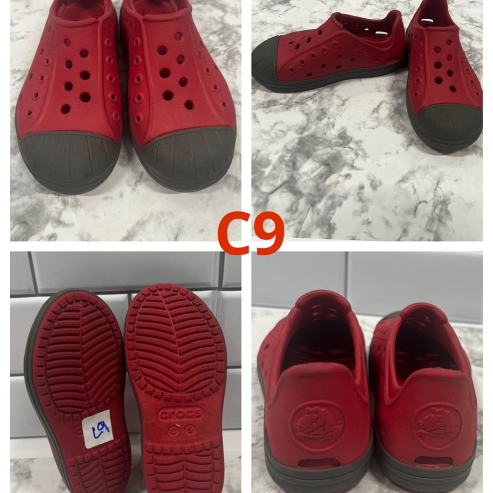 Red Kid Crocs C9 Sneakers Water Shoes, Look like Natives